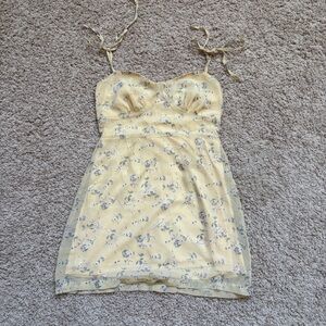 Princess Polly Yellow Floral Mini Dress Size 6